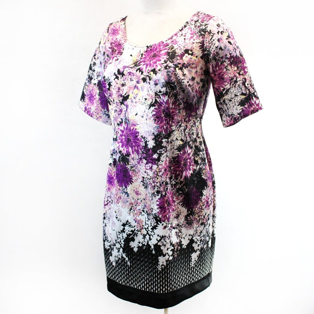Adrianna Papell Purple Floral Midi Dress